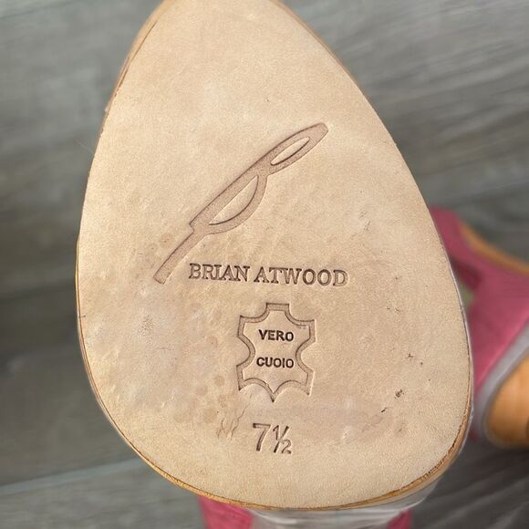 Brian Atwood Bffontanne Pink Leather Snakeskin Women’s Sz 7.5 Platform Heels - Picture 11 of 12